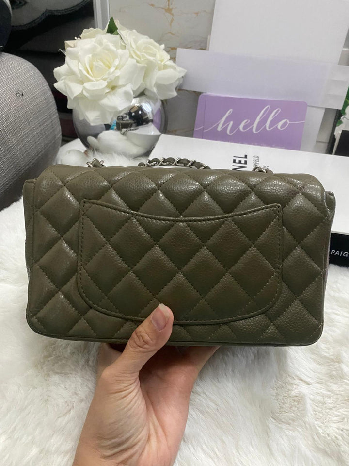 Chanel series 17 2012 Khaki Green Caviar SHW Mini Rectangular Flap Bag
