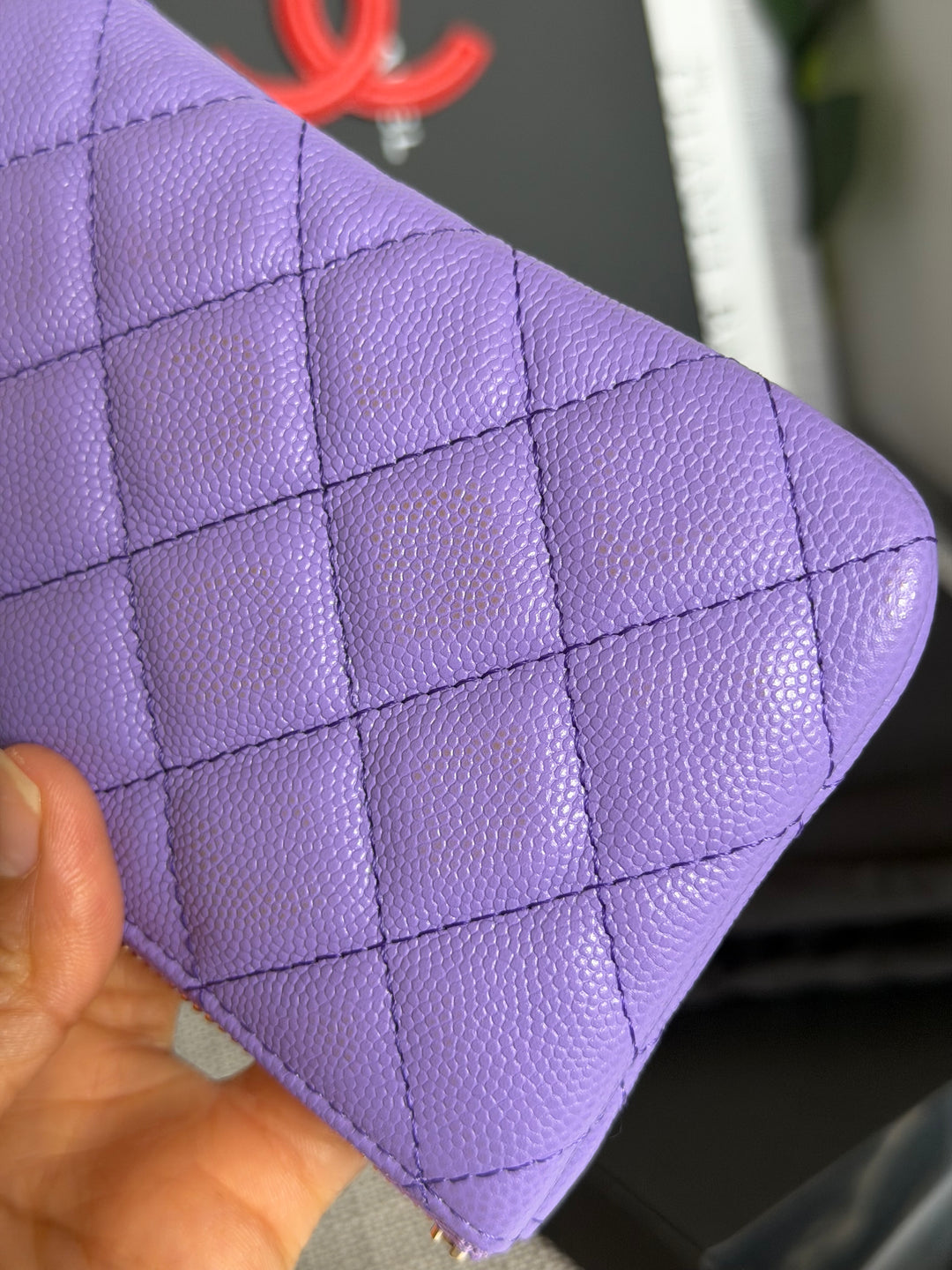 CHANEL series 28 20S purple caviar LGHW Mini O Case Pouch 15 cms