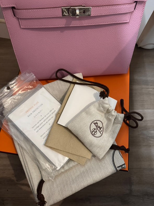 HERMES Mauve Sylvester PHW Kelly 25 Epsom Sellier