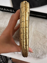 Load image into Gallery viewer, Chanel 19A Gold Calf skin Croc Embossed Mini O Case with Aged GHW
