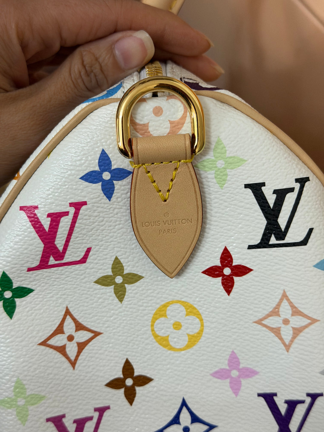LOUIS VUITTON LV TM x LV Takashi Murakami Blanc White Multicolored Monogram canvas Speedy Bandouliere 25