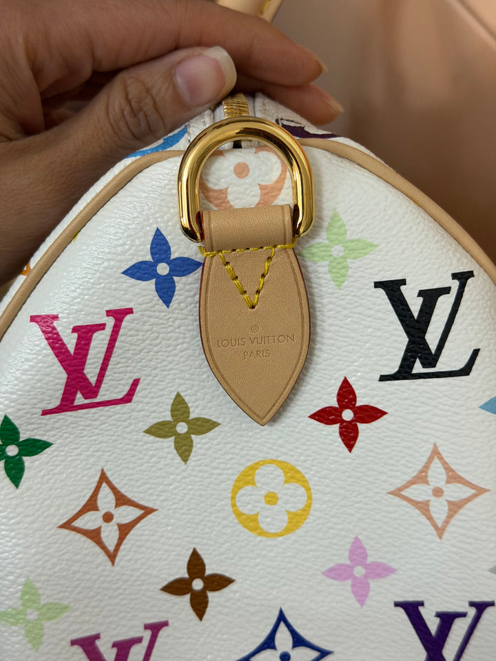LOUIS VUITTON LV TM x LV Takashi Murakami Blanc White Multicolored Monogram canvas Speedy Bandouliere 25