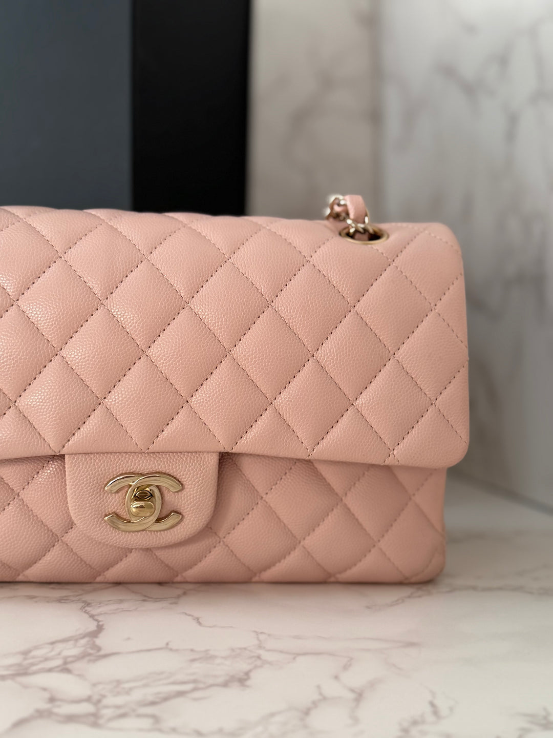 CHANEL 21C 2021 Rose Clair Caviar LGHW Medium ML 11.12 Timeless Classic Double Flap Bag