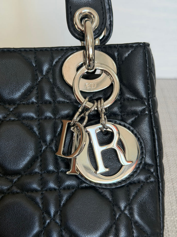 DIOR Lady Dior Mini Vintage Black Lambskin Silver hardware SHW 2006