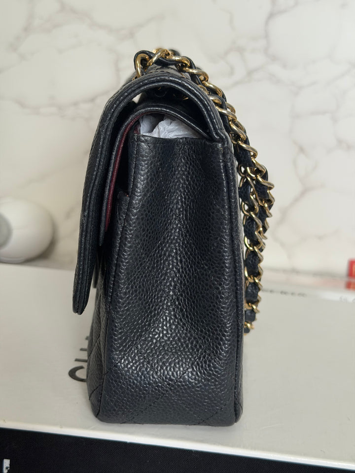 CHANEL series 16 Black Caviar GHW Medium ML Timeless Classic Double Flap bag 2011/2012