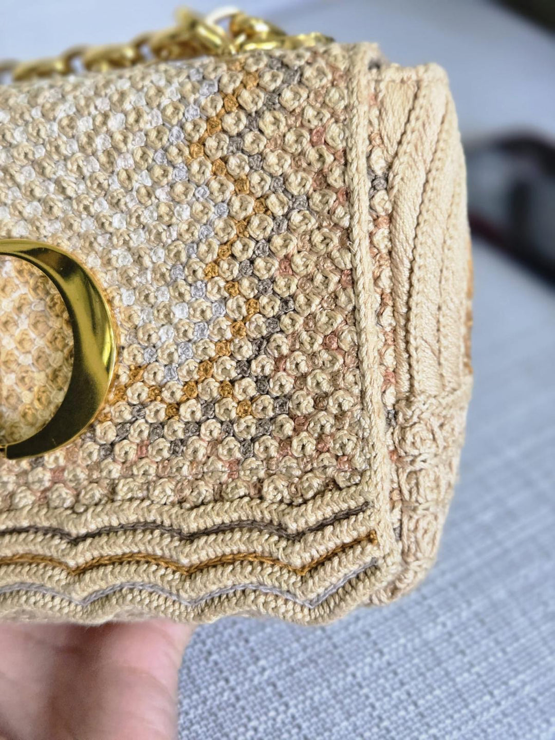 DIOR Cannage Woven Raffia and Suede in Beige GHW size SMALL