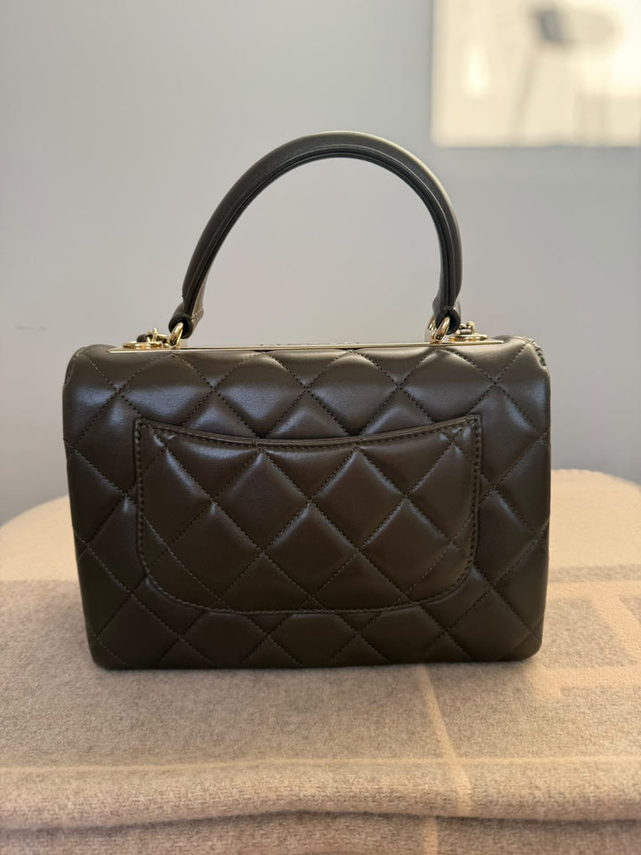 CHANEL series 23 2016 Khaki Green Lambskin LGHW Trendy CC Flap bag size Small with detachable chain