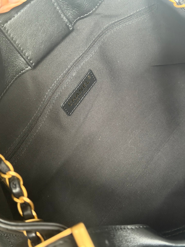 CHANEL 25A Black Calf Skin aged GHW Hobo Shopping Bag size Small 2025