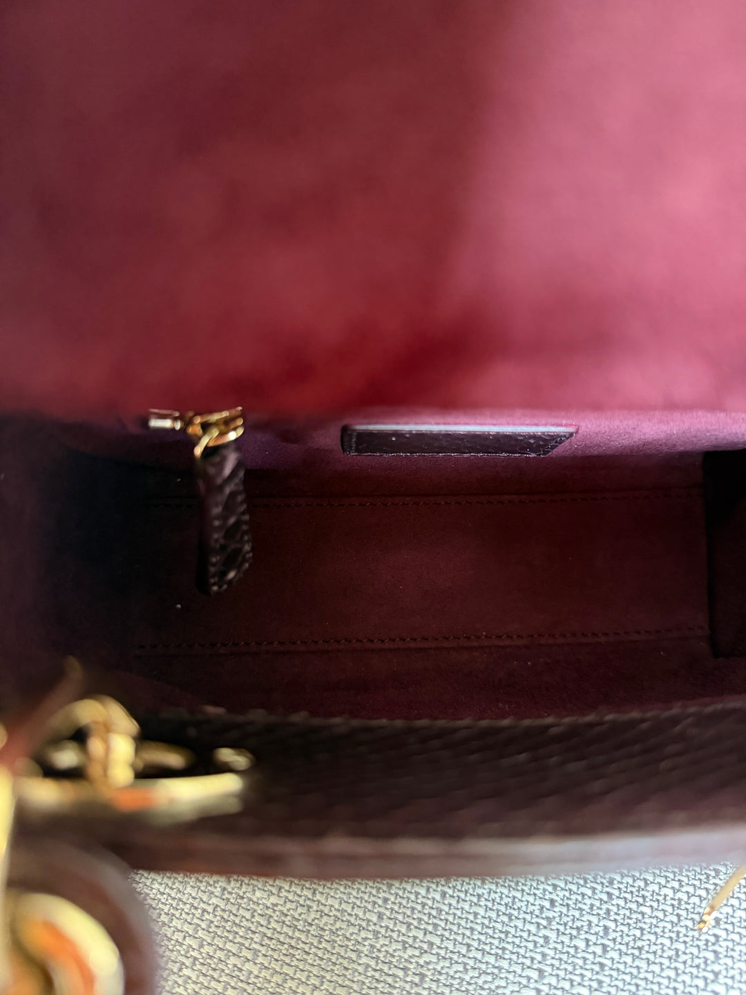 Dior Lady Dior MINI Burgundy Dark Red Python Leather 2018 LGHW