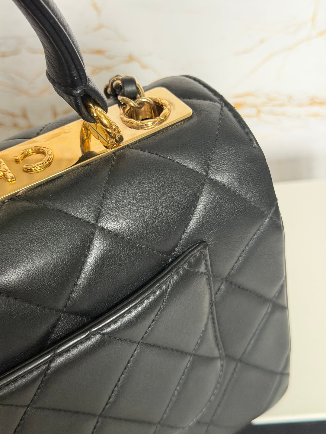 CHANEL Black Lambskin LGHW Trendy CC Flap Bag size SMALL with Non detachable Shoulder strap 2023