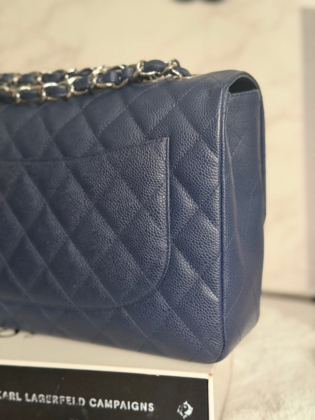 CHANEL series 13 Navy Caviar SHW Timeless Classic Jumbo Single Flap Bag 2010
