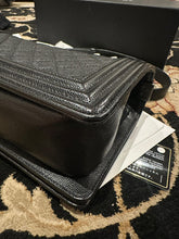 Load image into Gallery viewer, CHANEL series 20 2014/2015 Black Caviar Ruthenium Hardware Old Medium Le Boy Flap Bag
