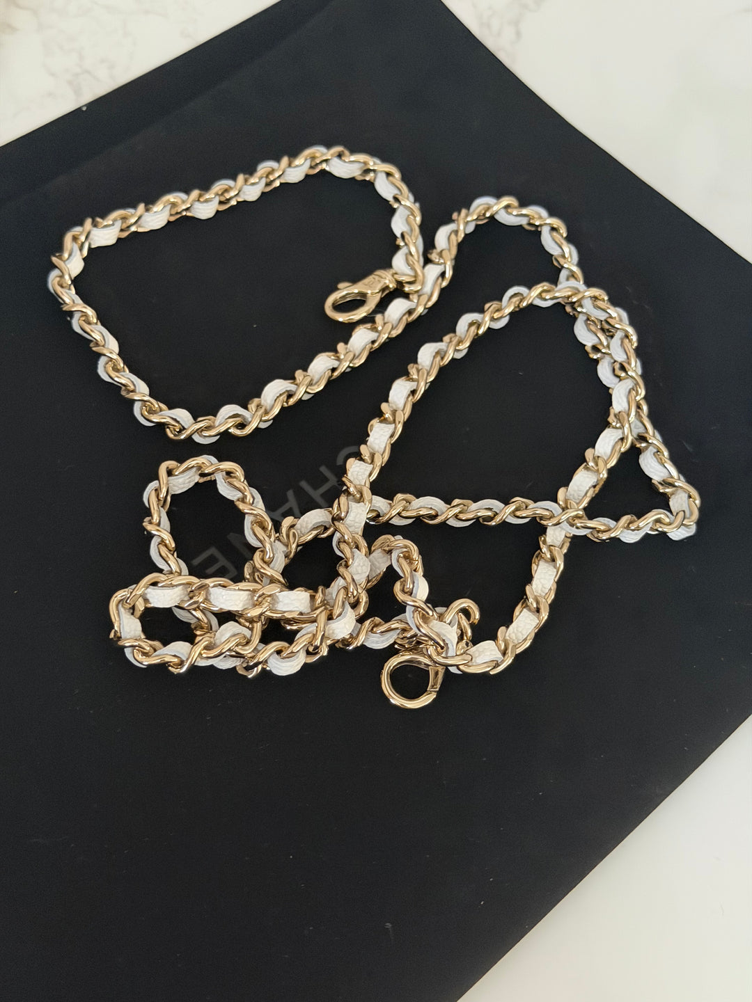 CHANEL 26C White Caviar LGHW Long Vanity with Detachable Chain