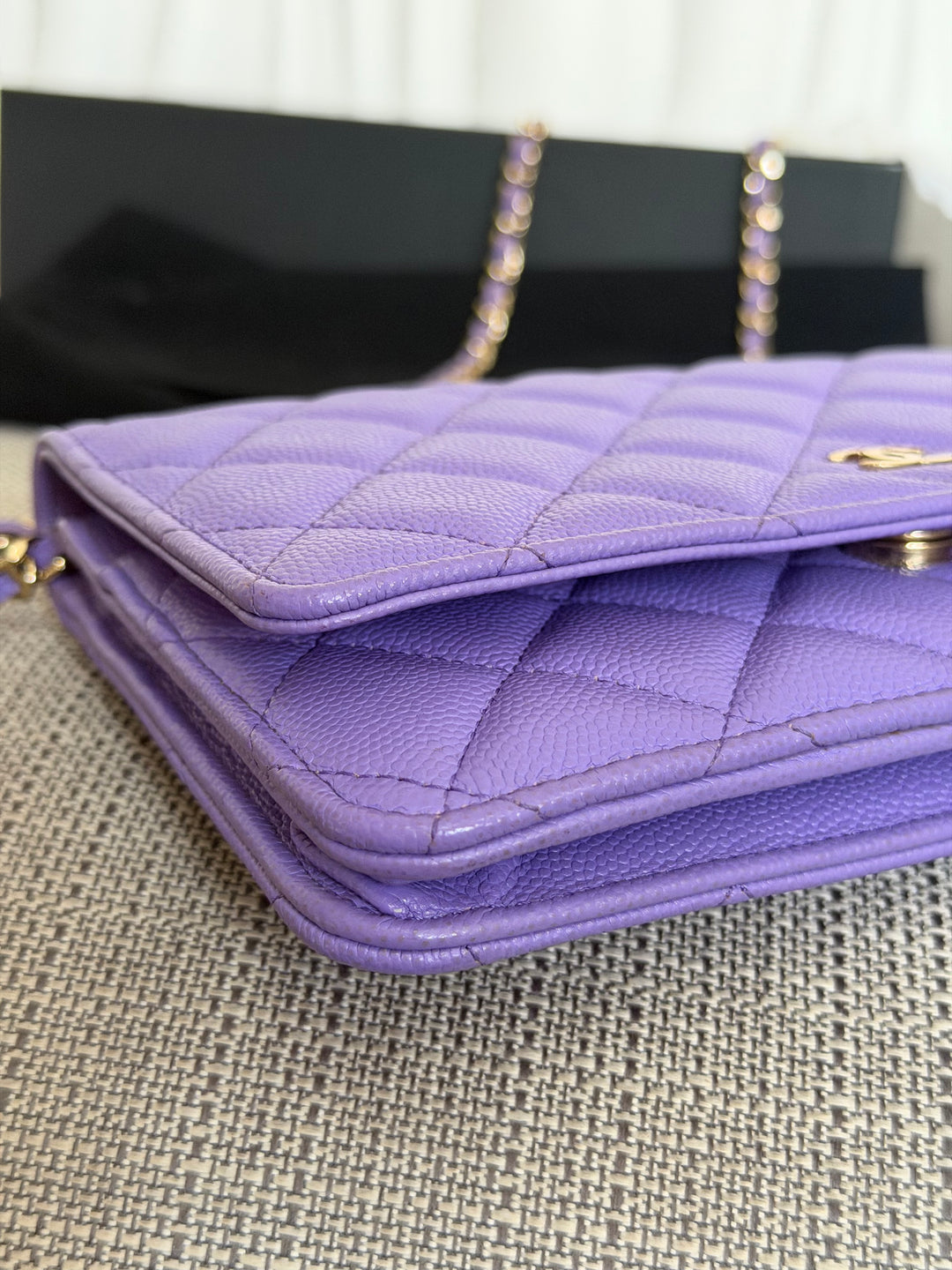 CHANEL series 28 20C Purple Caviar LGHW Classic Wallet on chain (WOC)
