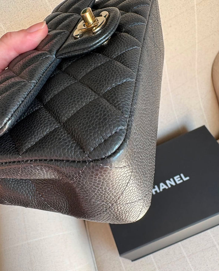 CHANEL series 25 18S iridescent pearly Grey caviar LGHW Mini Rectangular Flap Bag 2018