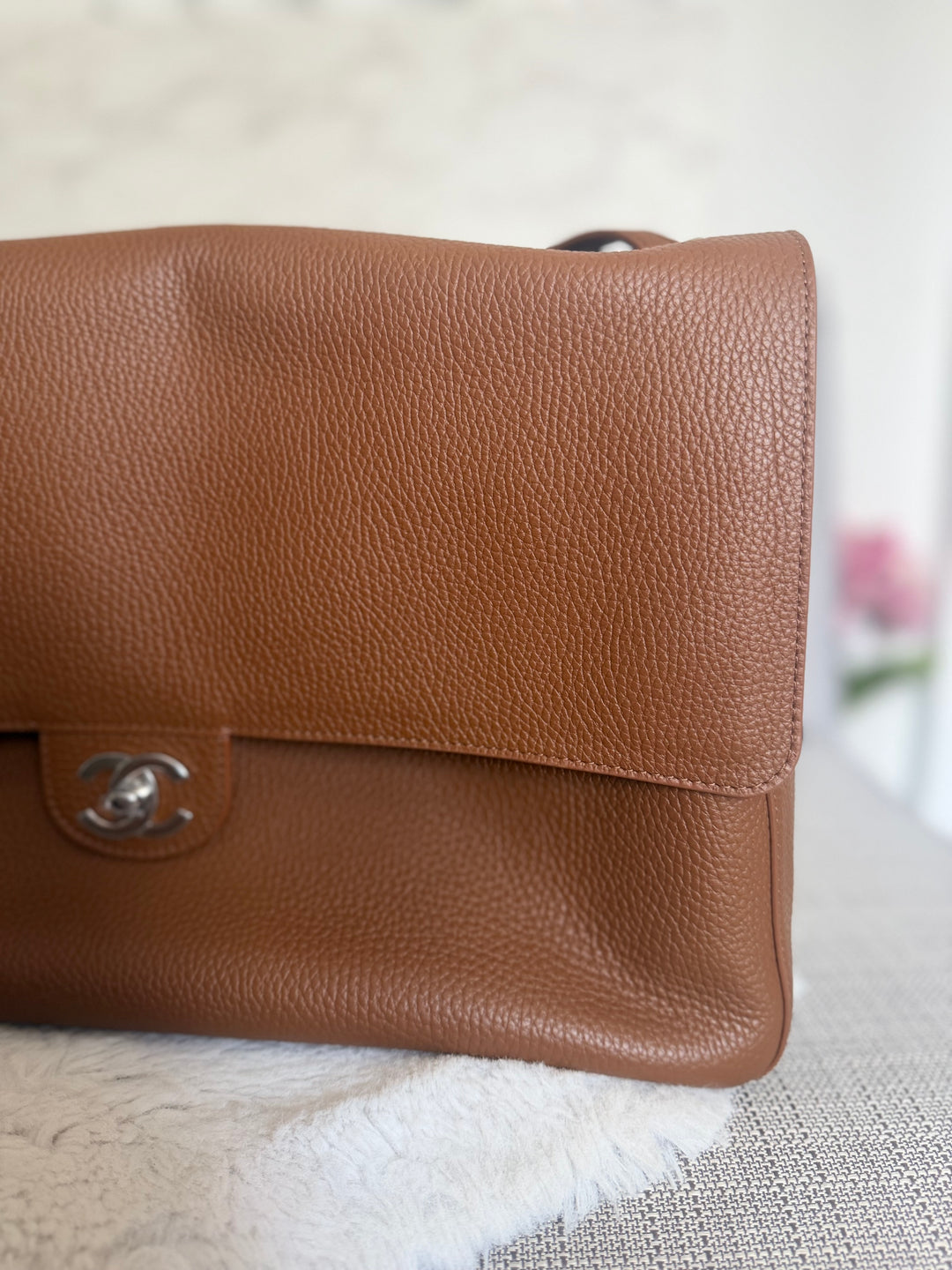 CHANEL 26A Camel Caviar SHW Maxi Flap Bag 38.5 cms Matthieu Blazy 2026