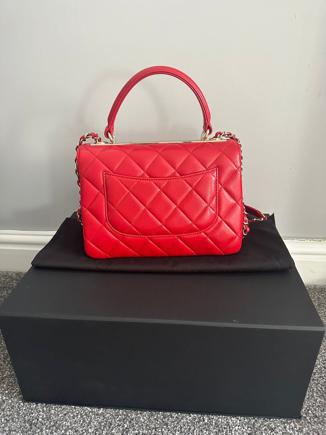 Chanel 21S Series 29 True Red Lambskin LGHW Trendy CC Flap Bag size Small