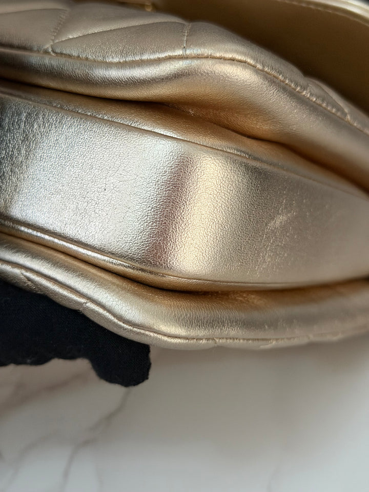 CHANEL series 30 Metallic Gold Lambskin LGHW Trendy CC top Handle Bag with non detachable Strap size SMALL 2020