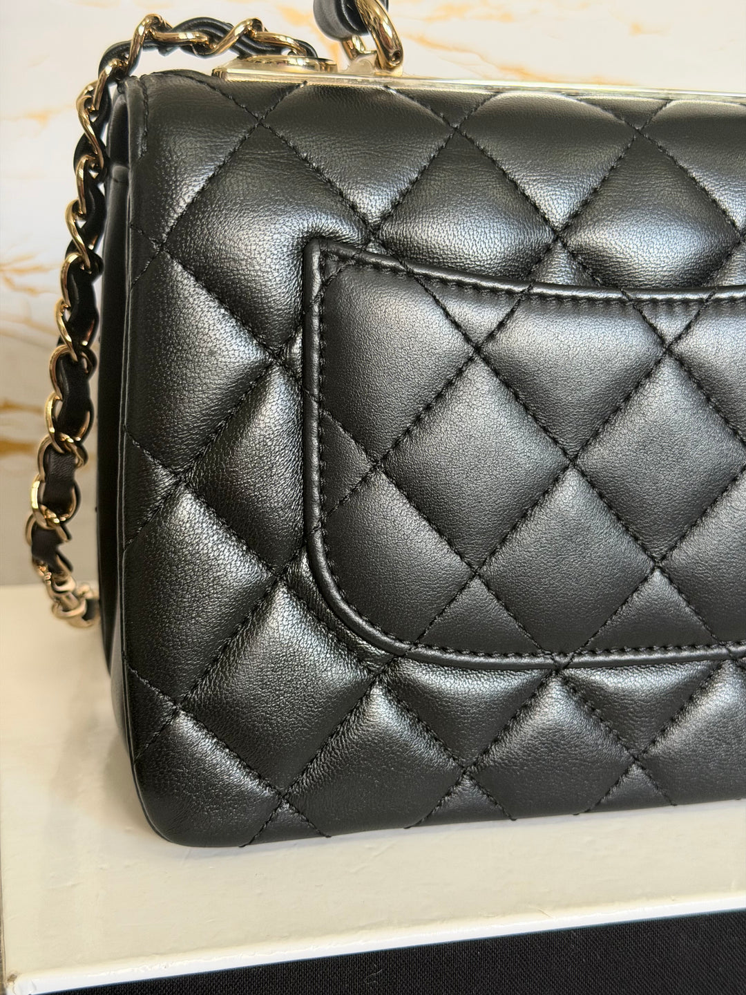 CHANEL Black Lambskin LGHW Trendy CC Flap Bag size MINI 8 inches with detachable Strap 2023/2024
