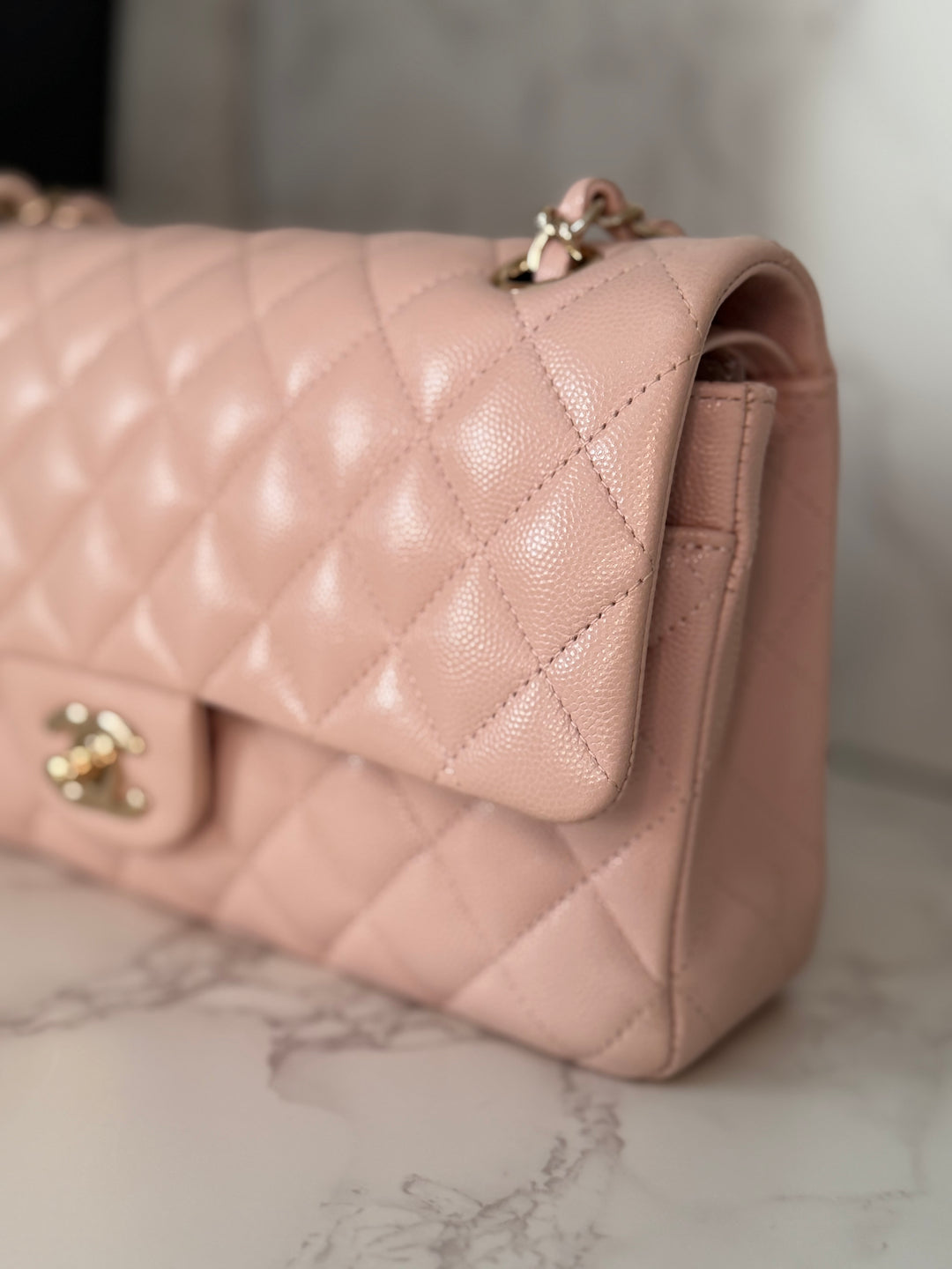 CHANEL 21C 2021 Rose Clair Caviar LGHW Medium ML 11.12 Timeless Classic Double Flap Bag