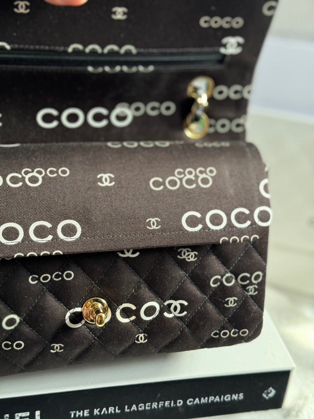 Chanel series 7 2002/2003 Black Canvas Quilted COCO Medium Classic Flap Light Gold Hardware