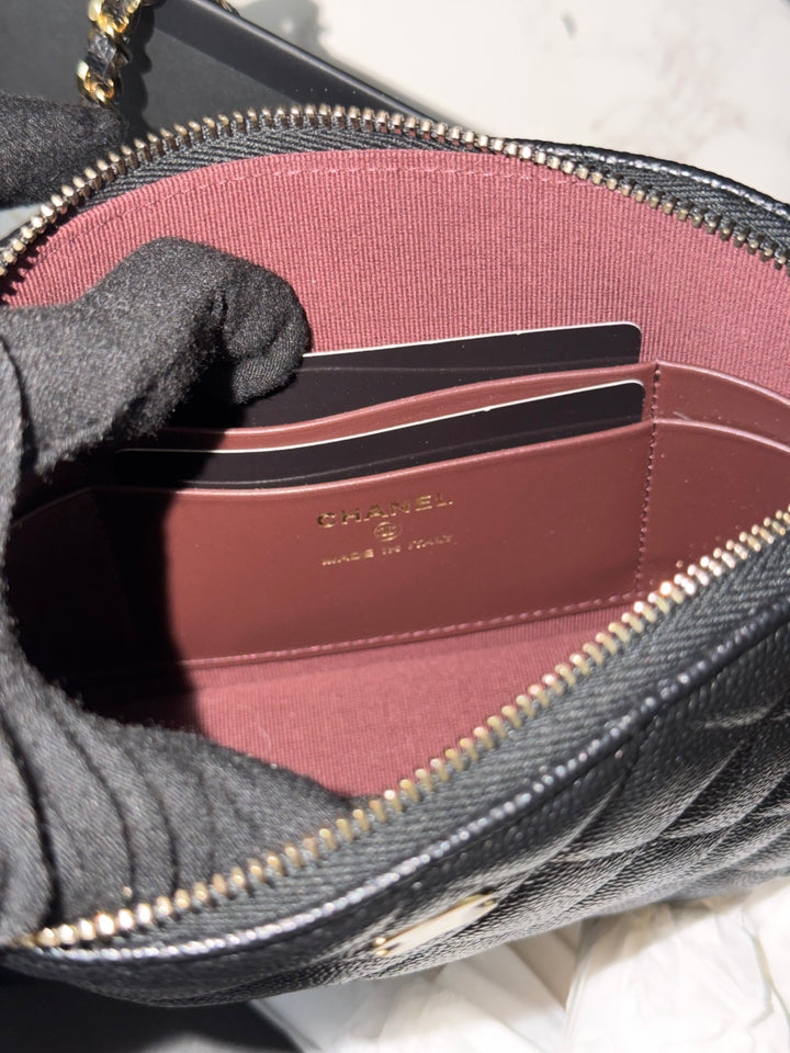 CHANEL Black caviar LGHW Vanity Bag with Chain