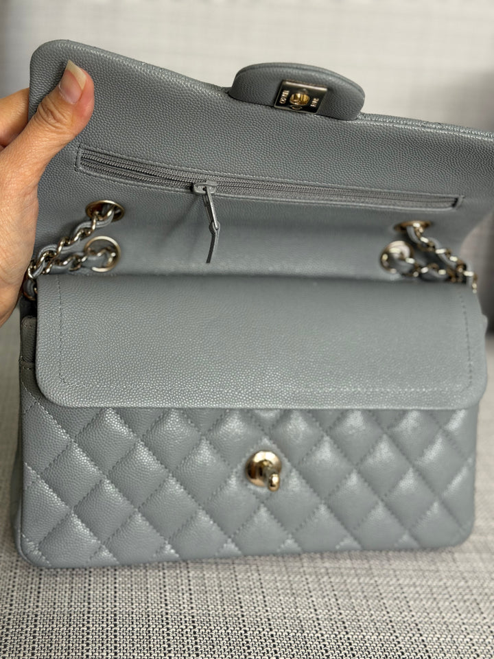 CHANEL Series 29 20C collection 2020 Grey caviar LGHW Small Timeless Classic double flap bag