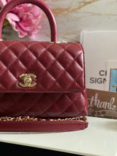 Load image into Gallery viewer, Chanel 21A 2021 Fall/Winter collection Burgundy caviar LGHW Coco Handle Flap Bag size Small with detachable Shoulder Strap
