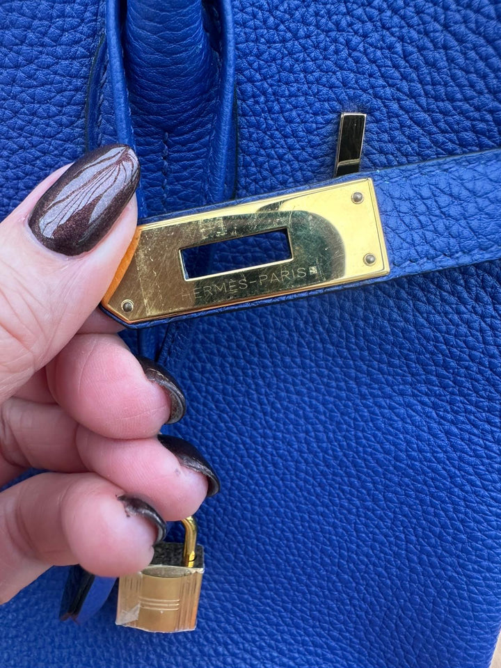 Hermes Birkin 30 Bleu Electric Togo Leather GHW Stamp T 2015 Bag