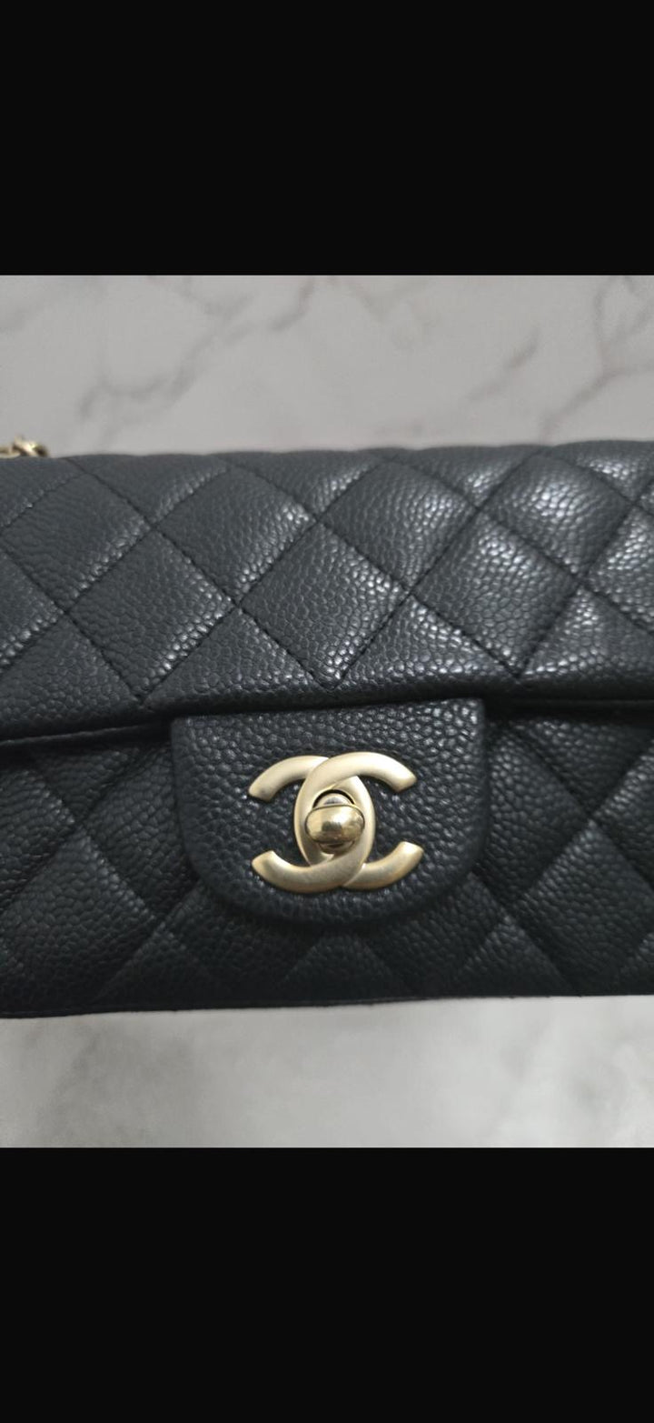 CHANEL series 20 Black Caviar Brushed GHW Mini rectangular Flap Bag
