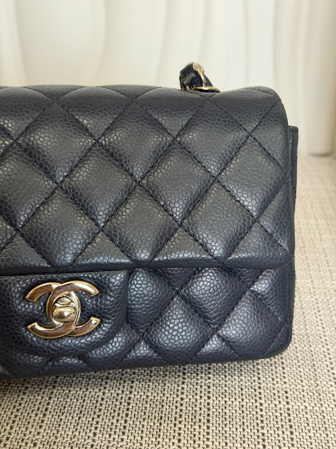 CHANEL series 19 Navy Caviar SHW Mini Rectangular Flap Bag 2014