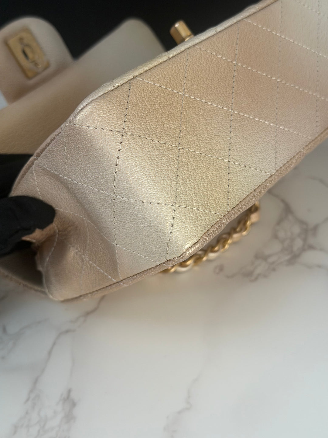 CHANEL 22P Gold Silver Ombré Goat skin Mini Rectangular Flap Bag with Aged GHW 2022