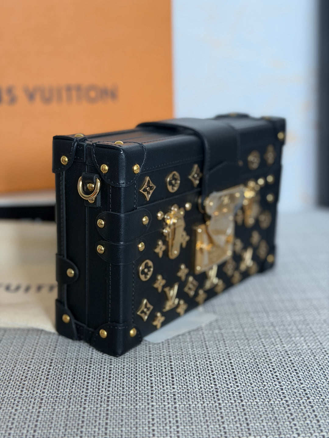 LOUIS VUITTON LV Petite Malle in Metal Black and Gold
