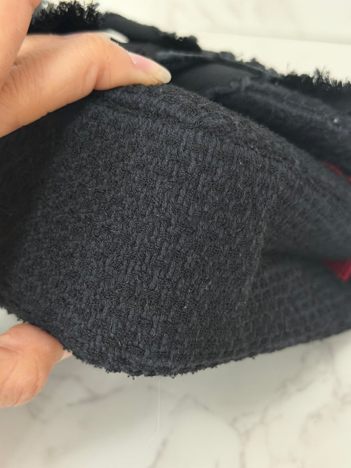 CHANEL 23C 2023 Embroidered Flower Tweed Medium Classic Flap Bag