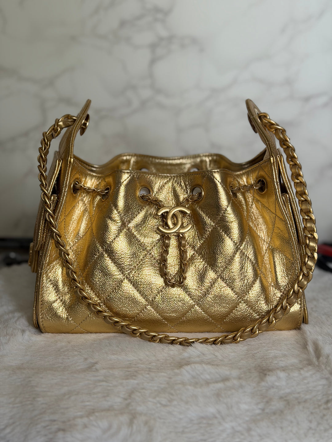CHANEL 26C Gold Caviar Mini 25 Hobo Bag with Aged GHW 2026