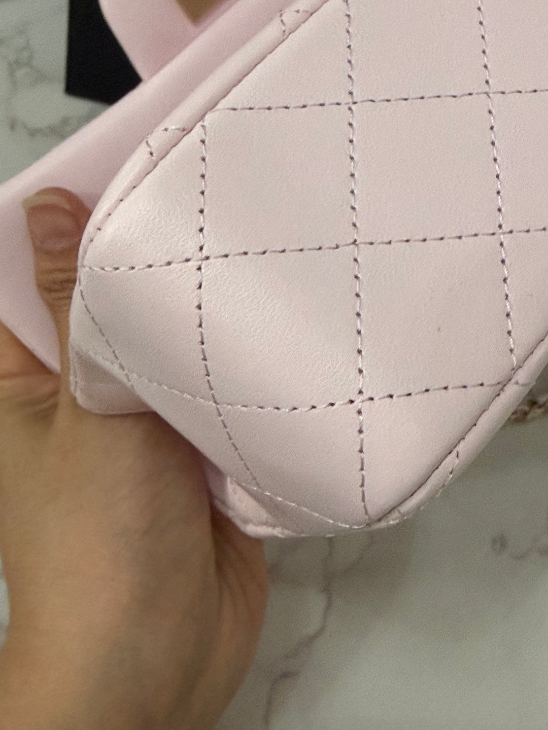 CHANEL 22P 2022 Sakura Light Pink Lambskin LGHW Mini Rectangular Flap Bag with Top Handle