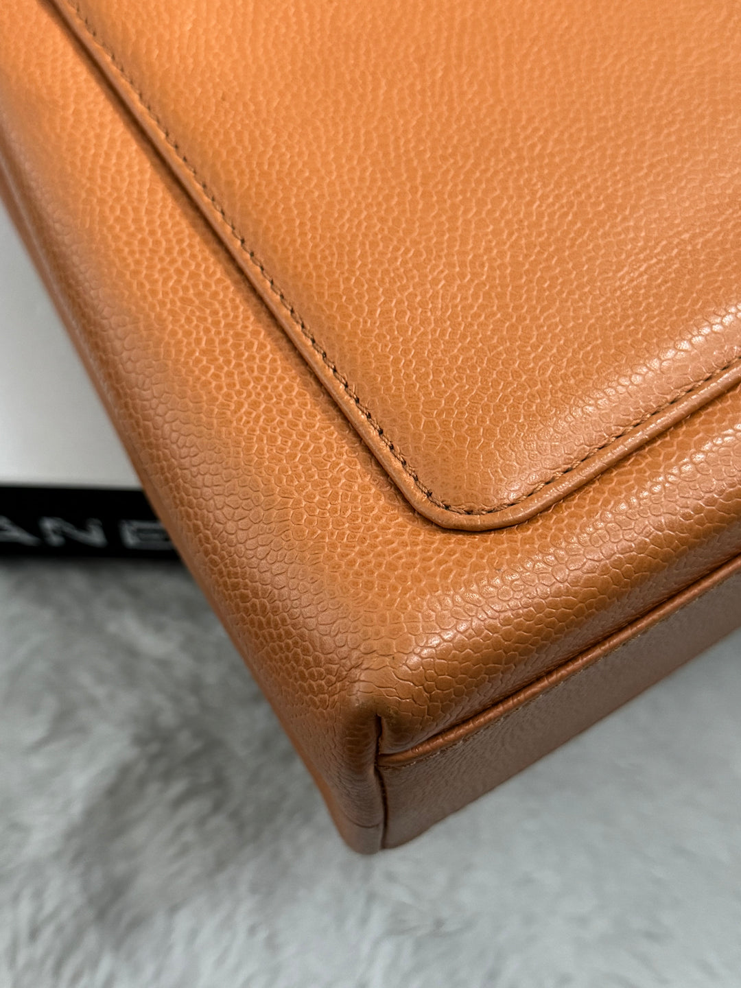 Chanel series 5 circa 1999 Kelly Top Handle Flap 24K GHW in Orange Caviar A12391