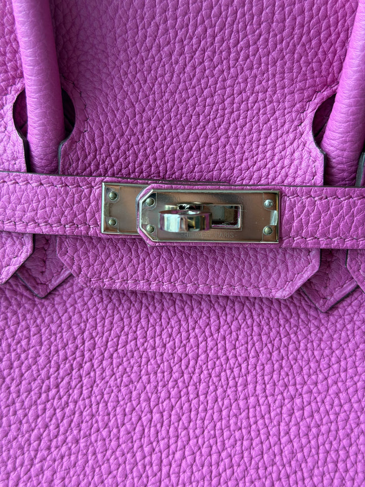 HERMÈS Rose Pourpre Togo Leather PHW Birkin 25 stamp C 2017