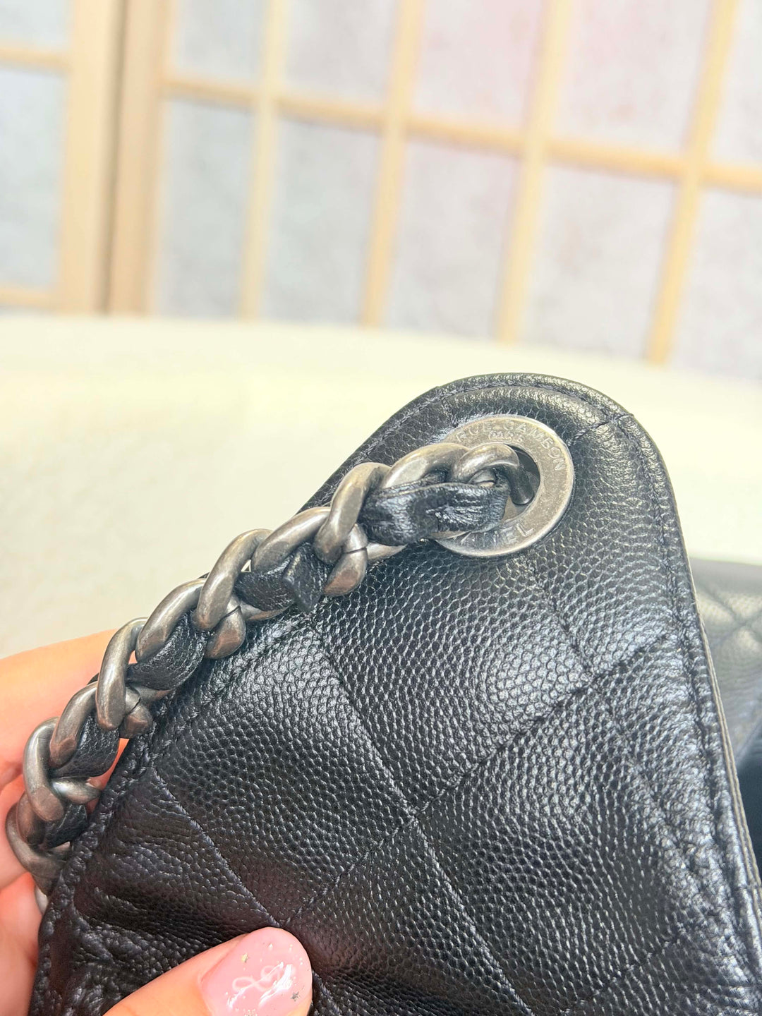 CHANEL Black Caviar Ruthenium Hardware 25 Hobo Bag size SMALL