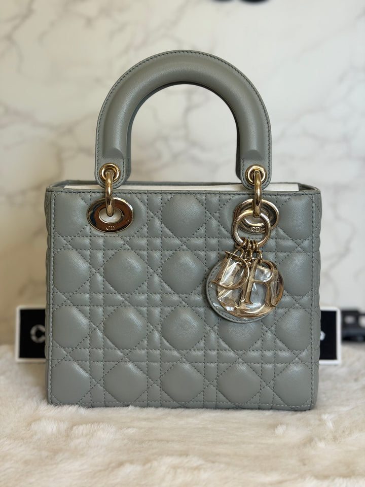 DIOR Lady Dior Grey Lambskin ABCDior size Small 2022 LGHW