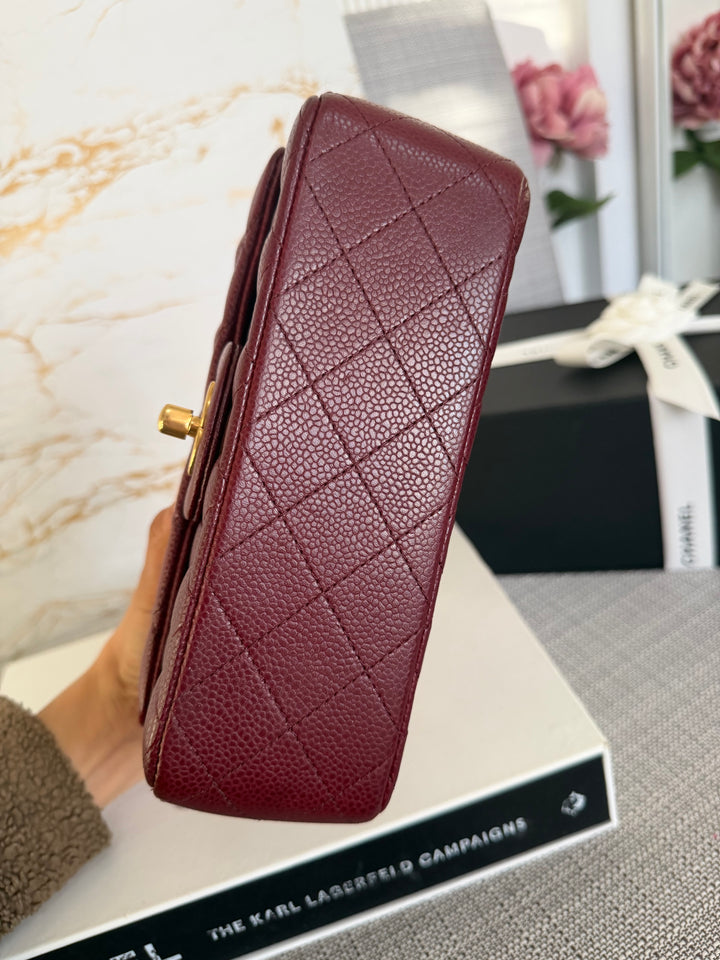 CHANEL series 21 15B collection Burgundy Caviar GHW Mini Rectangular Flap Bag 2015 RARE