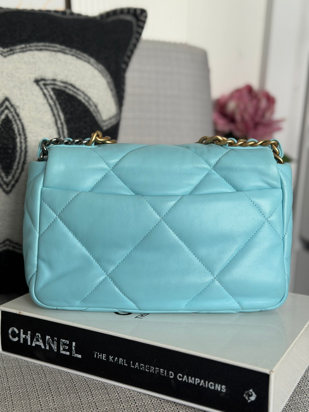 CHANEL 21S series 31 Blue Lambskin 19 Flap Bag size SMALL 2021
