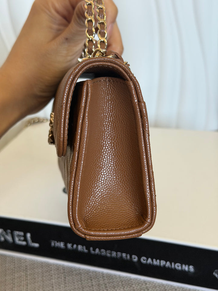CHANEL 26P Brown Caviar LGHW Top Handle Vanity