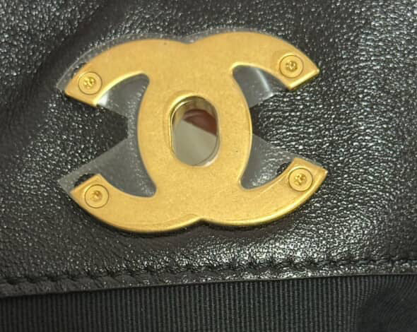 CHANEL 2025 25A collection Grey Suede Black Calf skin Leather Hobo Bag size Small