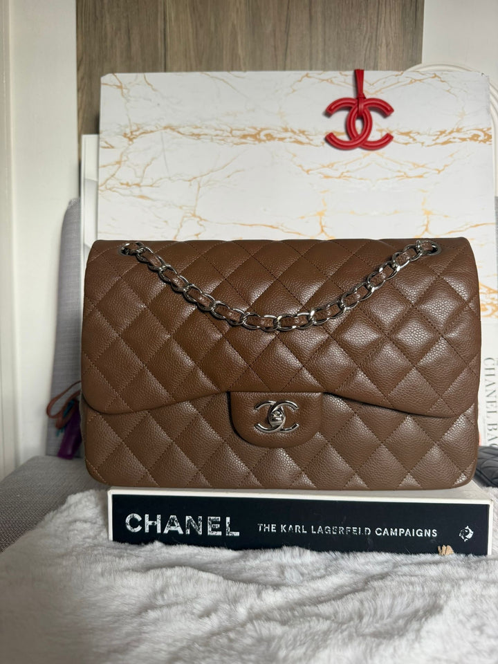 CHANEL series 15 Brown Caviar SHW Jumbo Classic Double Flap Bag 2011