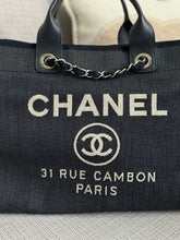 Load image into Gallery viewer, Chanel series 21 2015 Denim Deauville Tote with Leather Handle Size Medium (15 inches)
