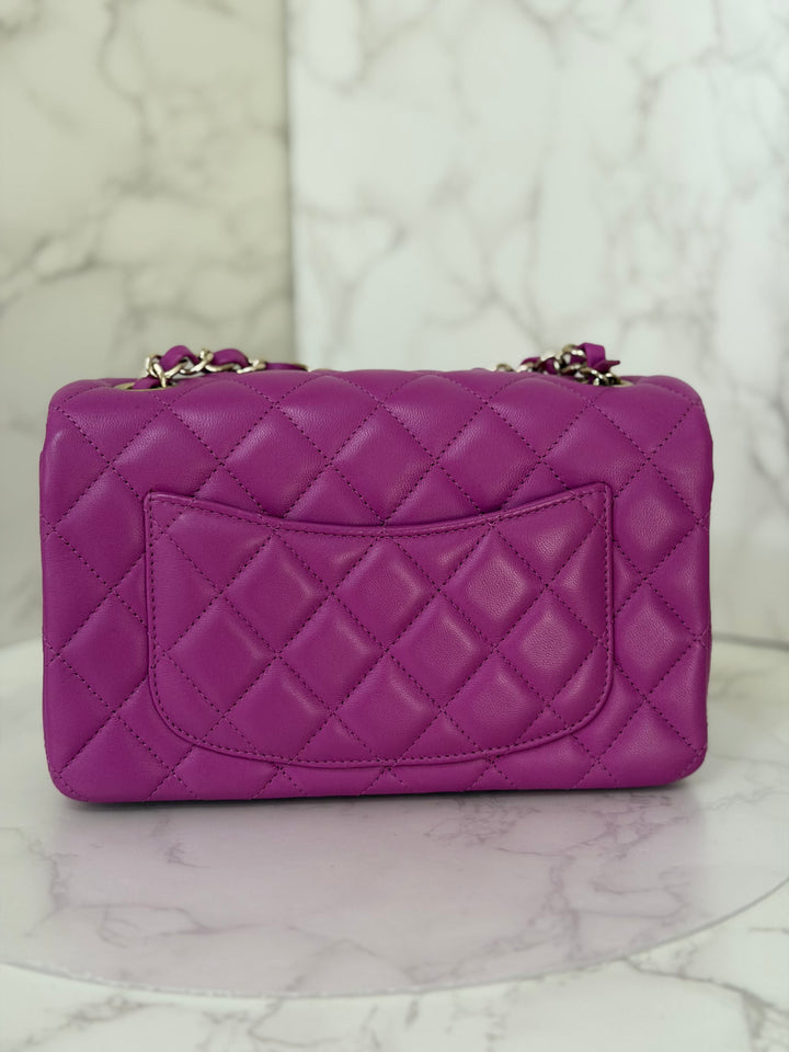 CHANEL 21C Collection 2020/2021 Purple Lambskin Champagne GHW Mini rectangular flap bag