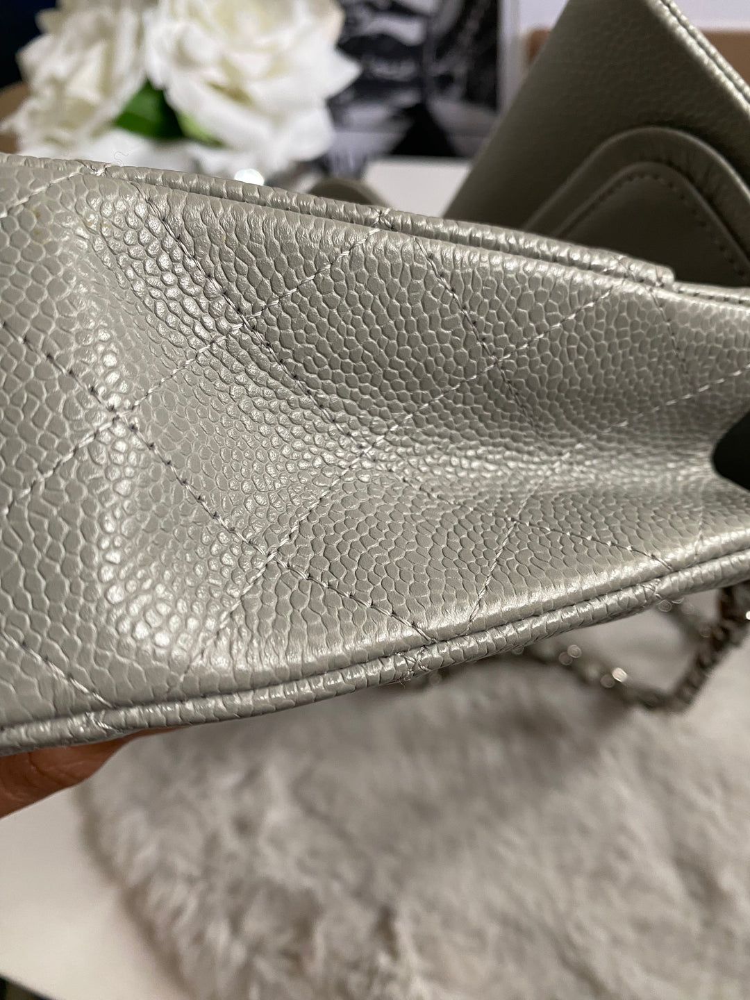 CHANEL series 19 Grey Caviar SHW Medium ML Double Flap Bag 14B collection 2014