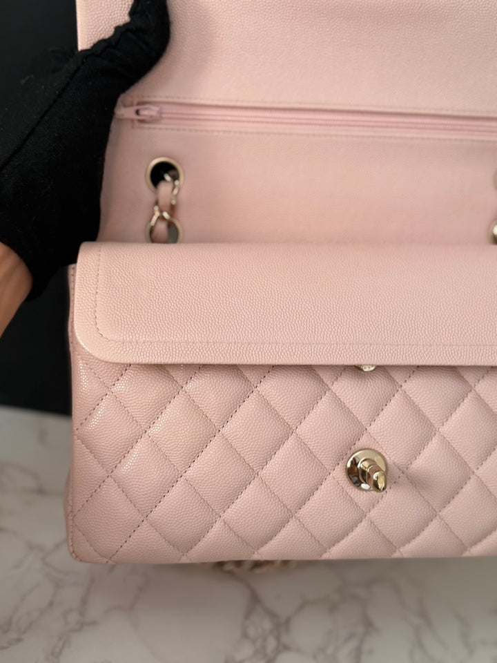 CHANEL 21C 2021 Rose Clair Caviar LGHW Medium ML 11.12 Timeless Classic Double Flap Bag