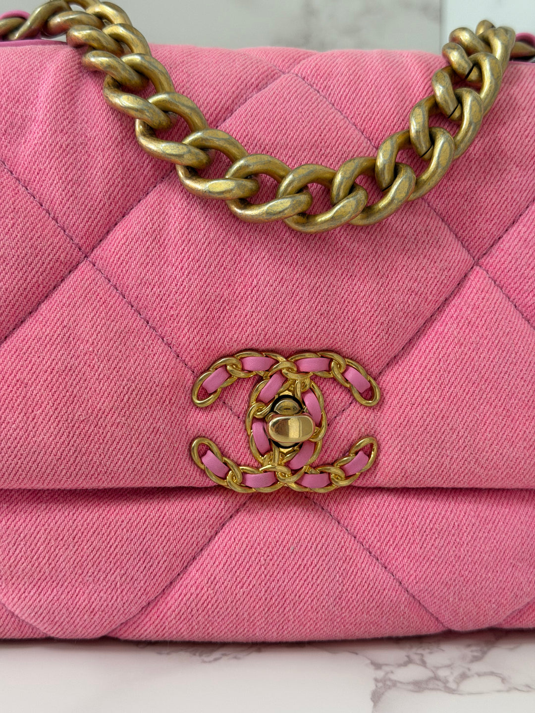 CHANEL 21S 2021 series 31 Pink Denim 19 size Small Flap Bag